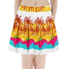 Holiday Tropical Elements Leaf Orange Pleated Mini Skirt by Jancukart