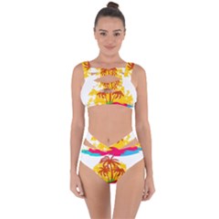 Holiday Tropical Elements Leaf Orange Bandaged Up Bikini Set 