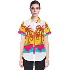 Holiday Tropical Elements Leaf Orange Women s Short Sleeve Shirt