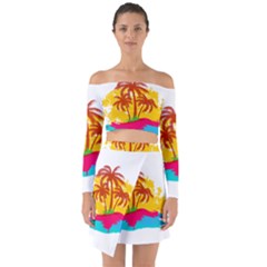 Holiday Tropical Elements Leaf Orange Off Shoulder Top With Skirt Set