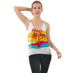 Holiday Tropical Elements Leaf Orange Chiffon Cami