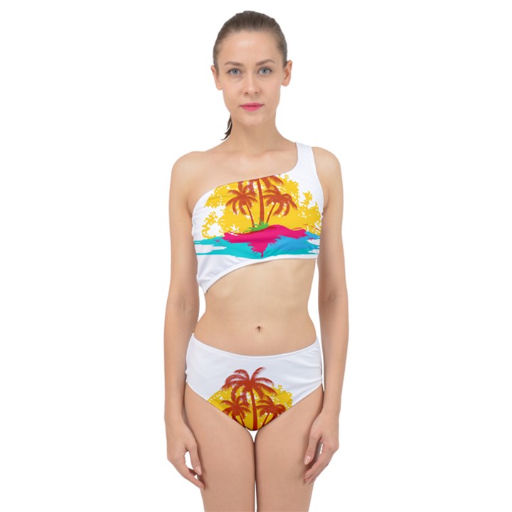 Holiday Tropical Elements Leaf Orange Spliced Up Two Piece Swimsuit