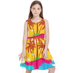 Holiday Tropical Elements Leaf Orange Kids  Skater Dress by Jancukart