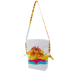 Holiday Tropical Elements Leaf Orange Folding Shoulder Bag