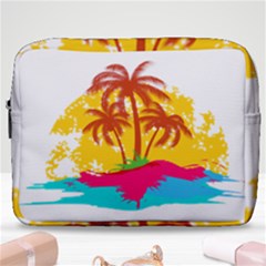 Holiday Tropical Elements Leaf Orange Make Up Pouch (large)