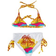 Holiday Tropical Elements Leaf Orange Kids  Classic Bikini Set by Jancukart