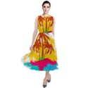 Holiday Tropical Elements Leaf Orange Round Neck Boho Dress View1