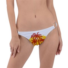 Holiday Tropical Elements Leaf Orange Ring Detail Bikini Bottom