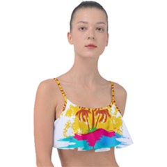 Holiday Tropical Elements Leaf Orange Frill Bikini Top