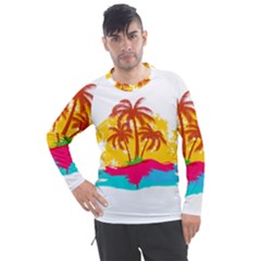 Holiday Tropical Elements Leaf Orange Men s Pique Long Sleeve Tee