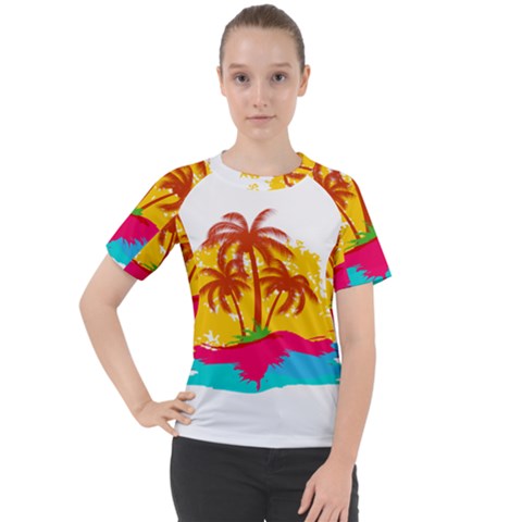 Holiday Tropical Elements Leaf Orange Women s Sport Raglan Tee by Jancukart