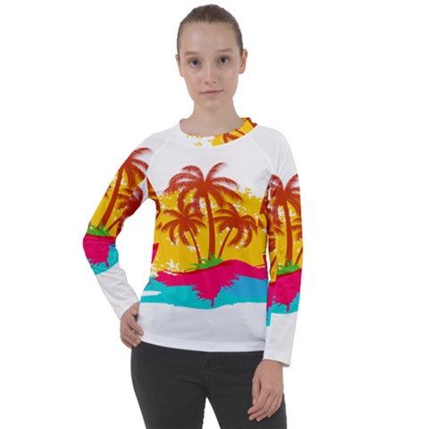 Holiday Tropical Elements Leaf Orange Women s Long Sleeve Raglan Tee by Jancukart