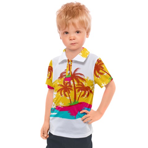 Holiday Tropical Elements Leaf Orange Kids  Polo Tee by Jancukart