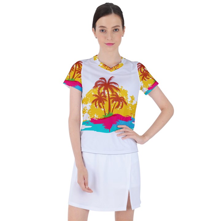 Holiday Tropical Elements Leaf Orange Women s Sports Top