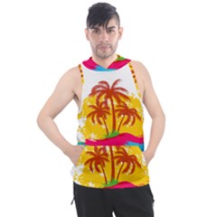 Holiday Tropical Elements Leaf Orange Men s Sleeveless Hoodie