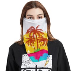 Holiday Tropical Elements Leaf Orange Face Covering Bandana (triangle)