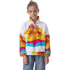 Holiday Tropical Elements Leaf Orange Kids  Half Zip Hoodie