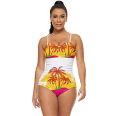 Holiday Tropical Elements Leaf Orange Retro Full Coverage Swimsuit by Jancukart