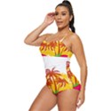 Holiday Tropical Elements Leaf Orange Retro Full Coverage Swimsuit View2