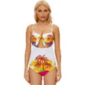 Holiday Tropical Elements Leaf Orange Knot Front One-Piece Swimsuit View1