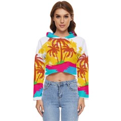 Holiday Tropical Elements Leaf Orange Women s Lightweight Cropped Hoodie