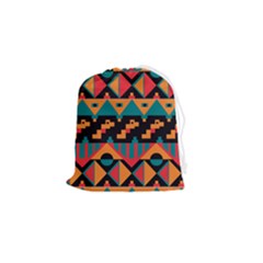 Tribal Pattern Seamless Border Drawstring Pouch (small)