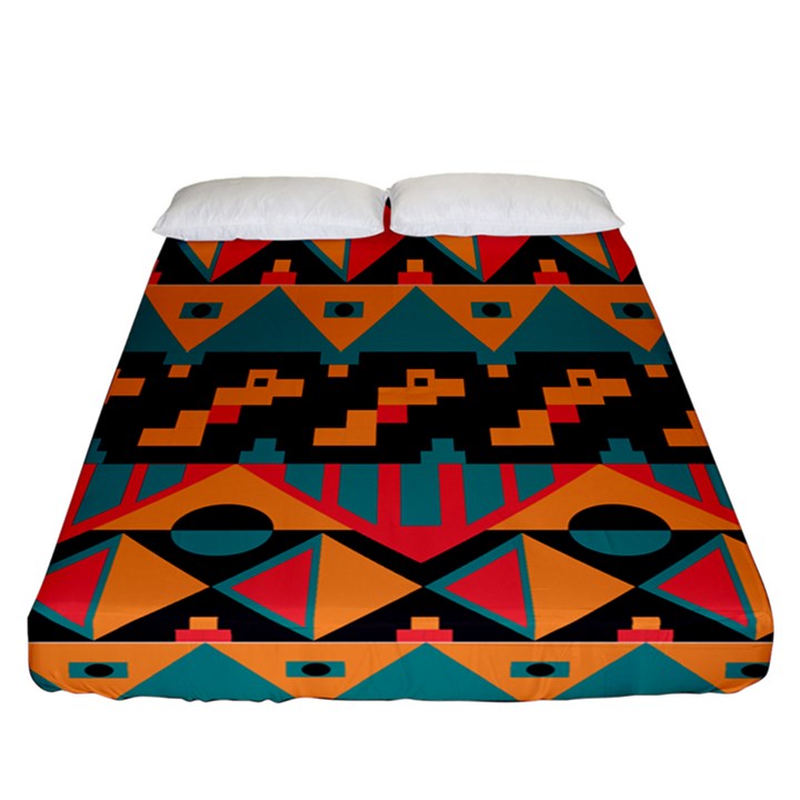 Tribal Pattern Seamless Border Fitted Sheet (California King Size)