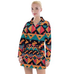 Tribal Pattern Seamless Border Women s Long Sleeve Casual Dress by Jancukart