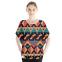 Tribal Pattern Seamless Border Batwing Chiffon Blouse View1