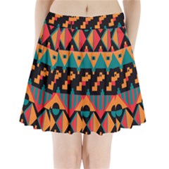 Tribal Pattern Seamless Border Pleated Mini Skirt