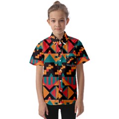 Tribal Pattern Seamless Border Kids  Short Sleeve Shirt