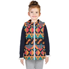 Tribal Pattern Seamless Border Kids  Hooded Puffer Vest