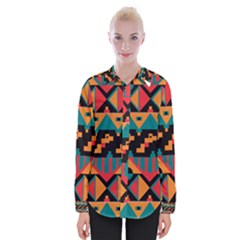 Tribal Pattern Seamless Border Womens Long Sleeve Shirt