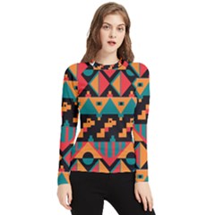 Tribal Pattern Seamless Border Women s Long Sleeve Rash Guard