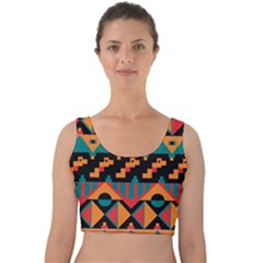 Tribal Pattern Seamless Border Velvet Crop Top by Jancukart