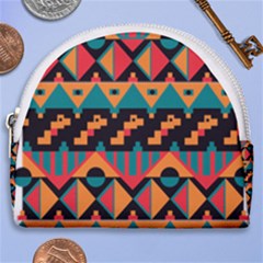 Tribal Pattern Seamless Border Horseshoe Style Canvas Pouch