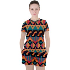 Tribal Pattern Seamless Border Women s Tee And Shorts Set