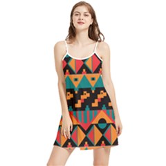 Tribal Pattern Seamless Border Summer Frill Dress