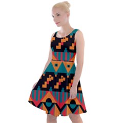 Tribal Pattern Seamless Border Knee Length Skater Dress