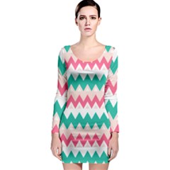 Zigzag Pattern Long Sleeve Bodycon Dress