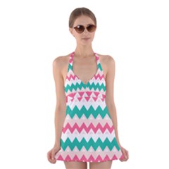 Zigzag Pattern Halter Dress Swimsuit  by Jancukart