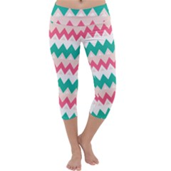 Zigzag Pattern Capri Yoga Leggings by Jancukart