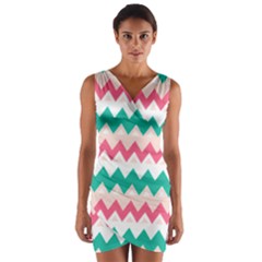 Zigzag Pattern Wrap Front Bodycon Dress