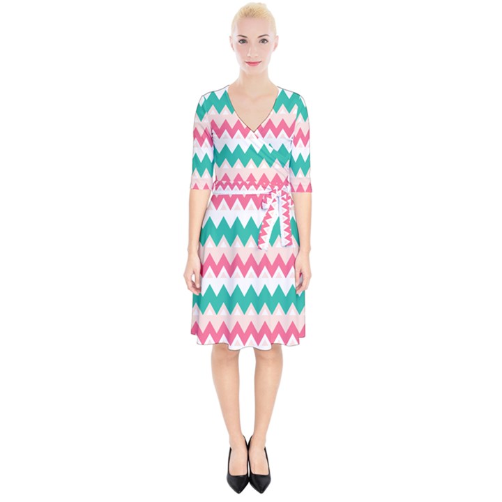 Zigzag Pattern Wrap Up Cocktail Dress