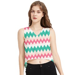 Zigzag Pattern V-neck Cropped Tank Top by Jancukart