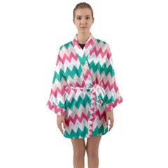 Zigzag Pattern Long Sleeve Satin Kimono