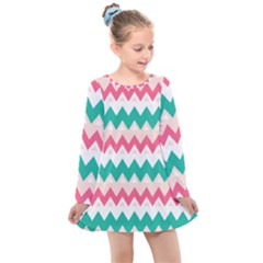 Zigzag Pattern Kids  Long Sleeve Dress