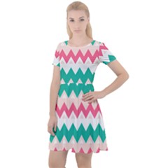 Zigzag Pattern Cap Sleeve Velour Dress  by Jancukart