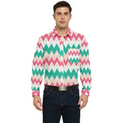 Zigzag Pattern Men s Long Sleeve Pocket Shirt 