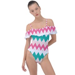 Zigzag Pattern Frill Detail One Piece Swimsuit